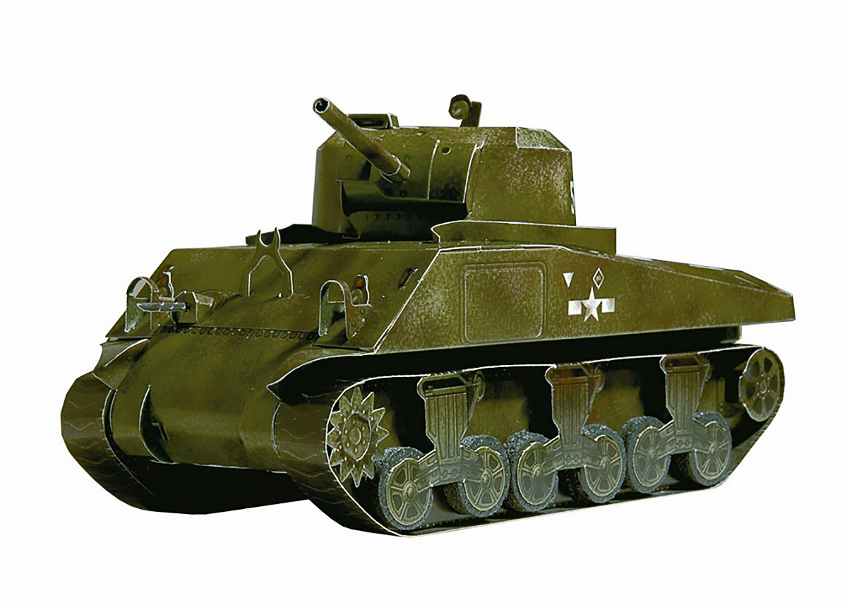 3D Puzzle KARTONMODELLBAU Papier Modell Geschenk Spielzeug Panzer M4A2 Sherman